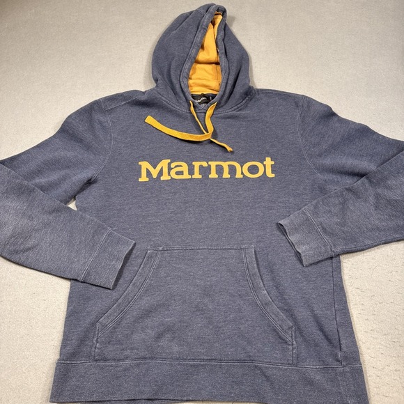 Marmot Other - Marmot Hoodie Mens Medium Dark Heather Blue Pullover Sweatshirt Hooded Gorpcore